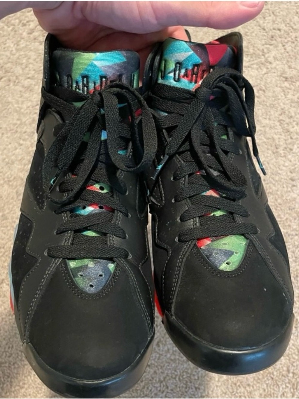 Jordan Kids Black Sneakers with Multicolor Teal Red Green Accents